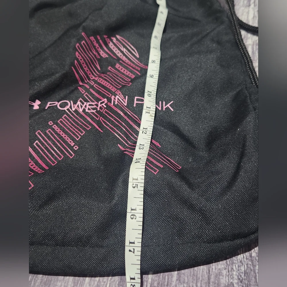 Under Armour Black & Pink  Drawstring Bag Power in Pink -‎ Go Fight Cure